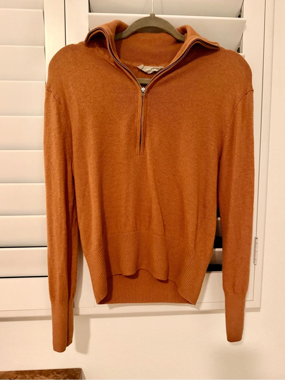 Everlane Women's Half-Zip Sweater in Rust SMALL